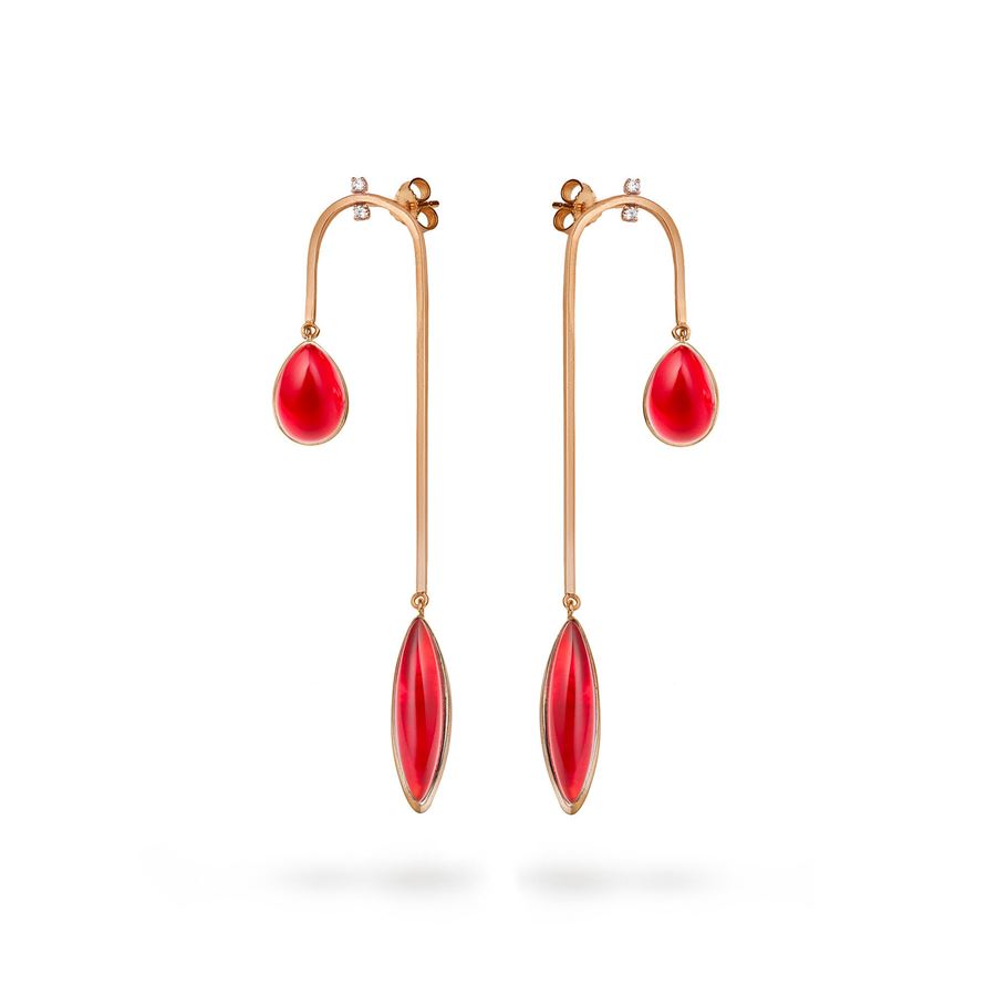 Curved 'Amo' earrings - red AURUM | OR AMO CRV LAU9R ROSSO CT.0,08